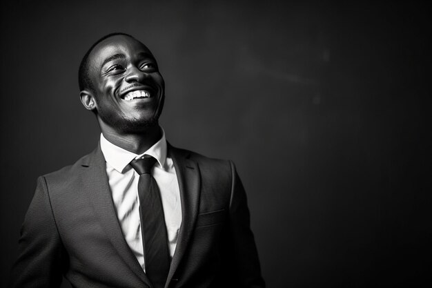 Photo une image noir et blanc d'un homme d'affaires souriant