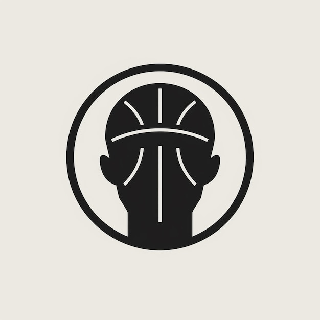 une image en noir et blanc d'un homme avec un ballon de basket dans la tête ai générative
