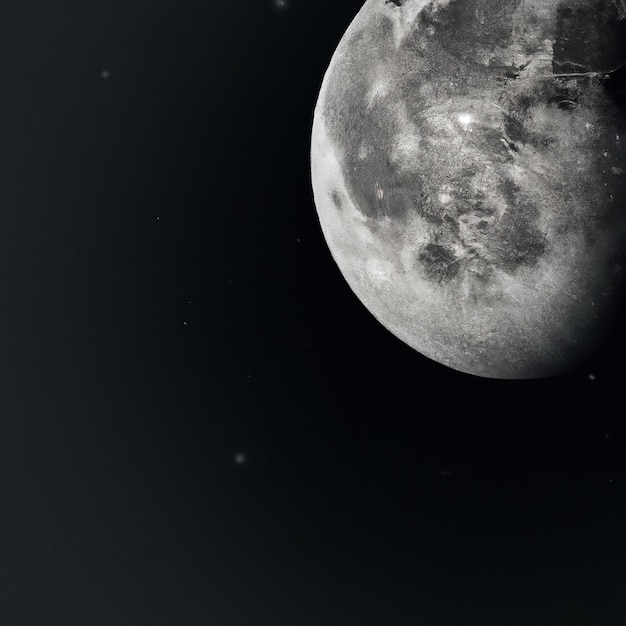 Photo une image en noir et blanc de la lune avec la lune en arrière-plan.