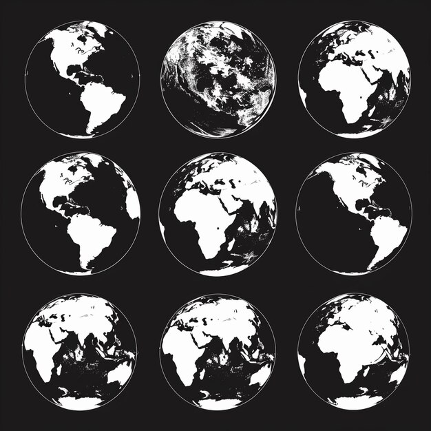 Photo une image en noir et blanc d'un monde avec une carte du monde