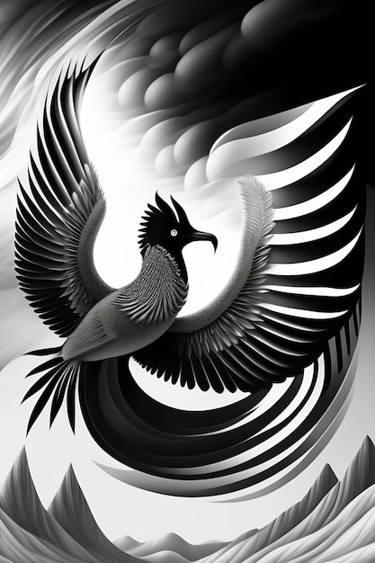 Photo une image en noir et blanc d'un oiseau avec un motif noir et blanc.