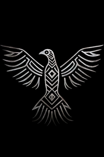 une image en noir et blanc d'un oiseau avec un symbole qui dit " aigle ".
