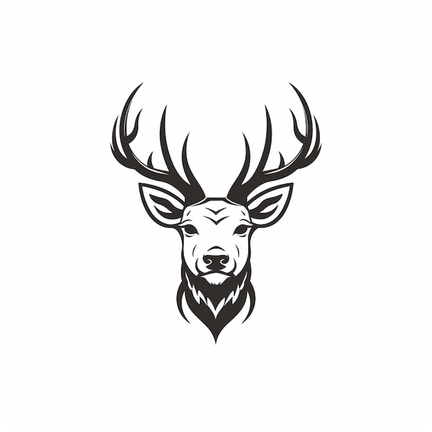 Une image en noir et blanc d'une tête de cerf avec une barbe générative ai