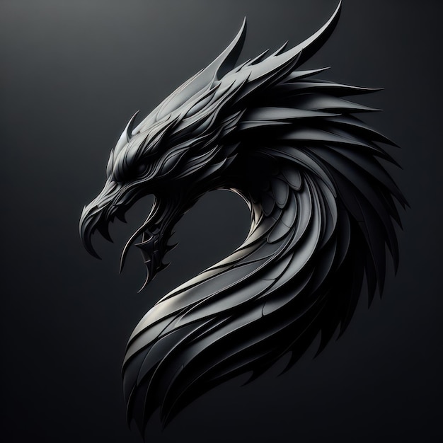 une image en noir et blanc d'une tête de dragon