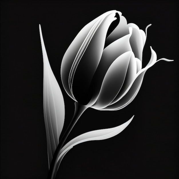 Une image en noir et blanc d'une tulipe avec le mot tulipes dessus.