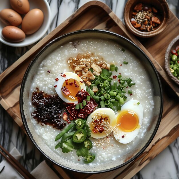 Photo image de nourriture chinoise qui congee ou porridge et bon s'appliquer pour le menu livre