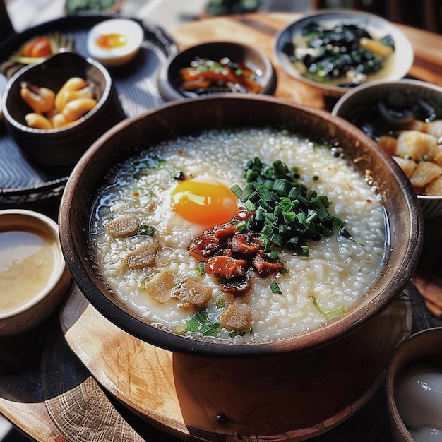 Photo image de nourriture chinoise qui congee ou porridge et bon s'appliquer pour le menu livre