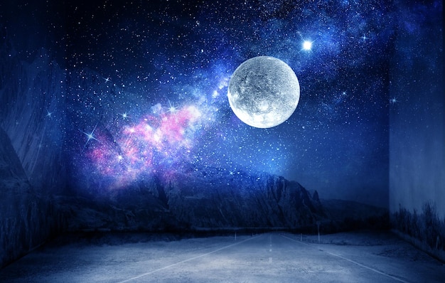 Image de la nuit étoilée. Technique mixte