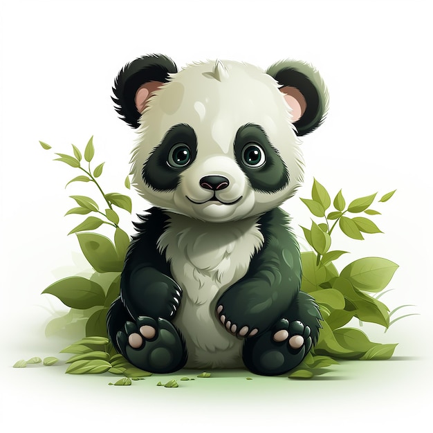 Image numérique minimaliste d'un joli panda forestier