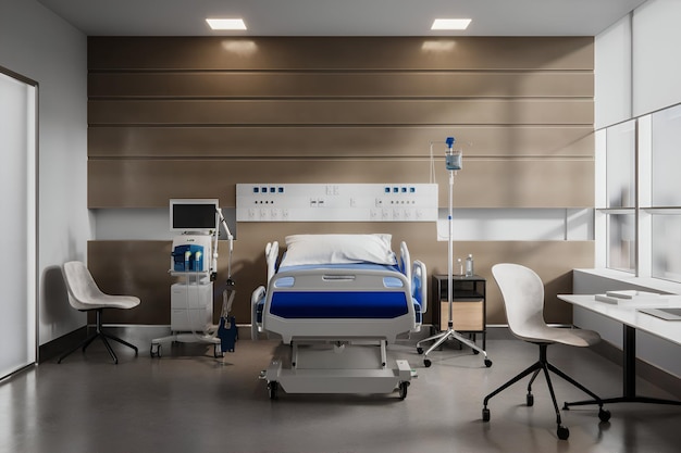 Image numérique d'une unité de soins intensifs vide d'un hôpital
