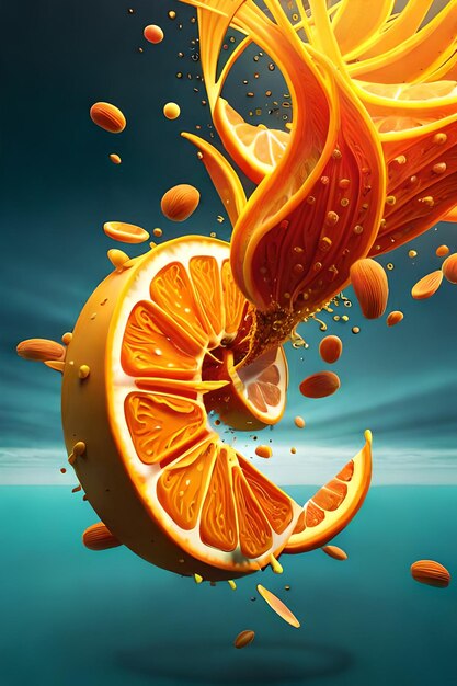 Une image d'une orange avec le mot orange dessus