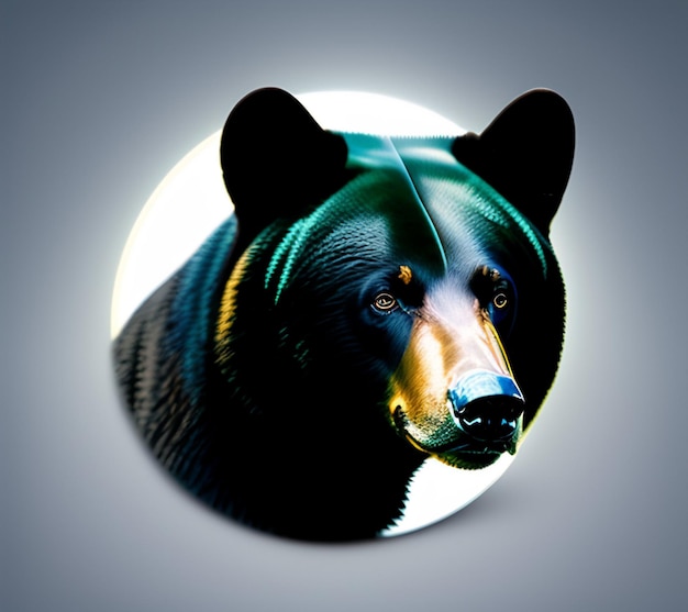 Photo une image d'un ours avec un cercle rond en bas.