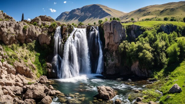 Photo une image panoramique de la cascade de tortum uzundere