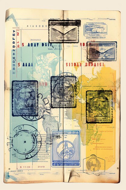 Photo image d'un passeport ouvert avec des timbres de visa