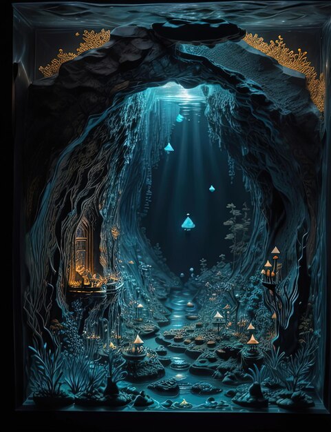 une image d'une peinture d'une grotte avec un poisson