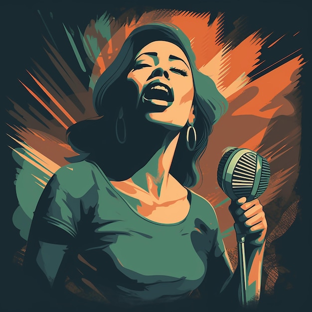 image d'une personne chantant dans le style d'une musique rétro