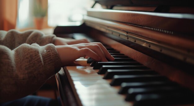 une image d'une personne jouant d'un piano en bois noir