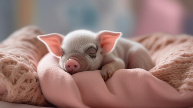 Photo une image d'un petit porcelet faisant la sieste sur un oreiller moelleux recroquevillé dans une position confortable qui consiste simplement à