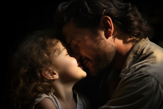 Image d'une petite fille exprimant sa gratitude en embrassant une amie de la famille sur la joue