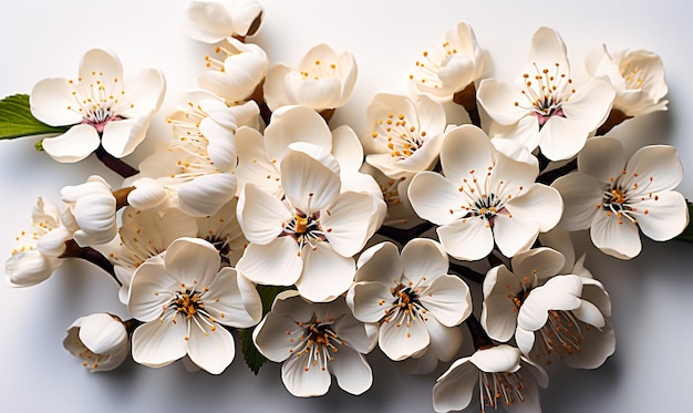 Une image de petites fleurs blanches sur fond blanc