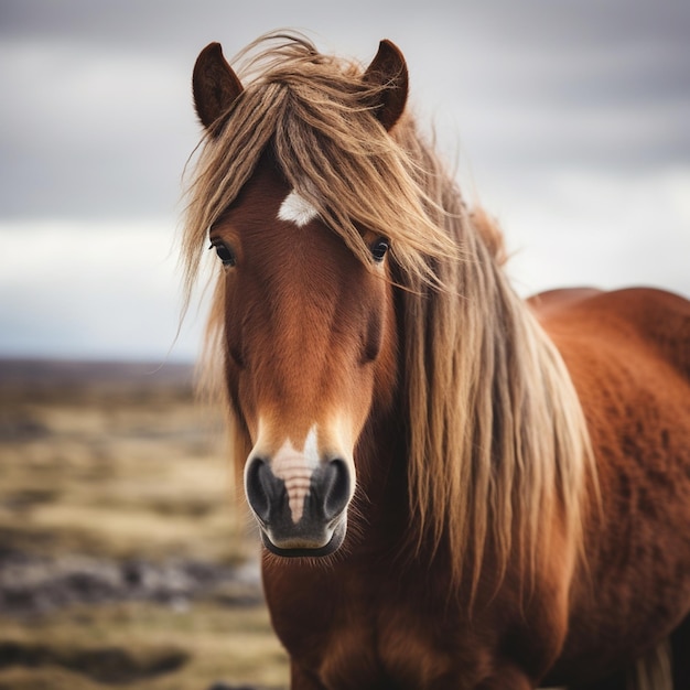 une image photo rapprochée d'un cheval aux cheveux longs