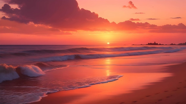 Une image photoréaliste capturant la beauté à couper le souffle d'un ciel doré au coucher du soleil généré par ai