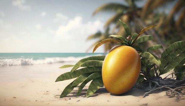 Une image de plage capture une mangue juteuse AI générative