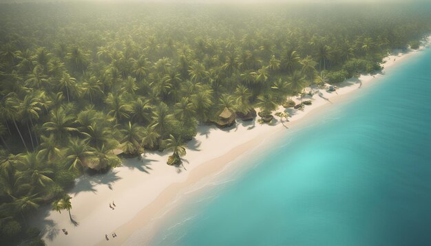 Photo une image d'une plage avec des palmiers et une eau bleue