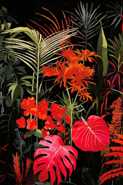 Photo une image d'une plante tropicale avec des fleurs rouges