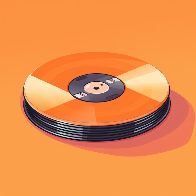 Image plate d'un CD sur un fond orange Icône vectorielle simple d'un disque omnibus Illustration numérique