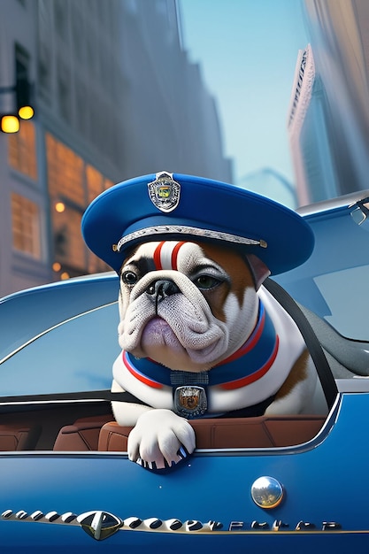 Photo une image policière de bulldog coloré
