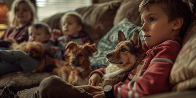 Sur cette image, le politicien est vu assis sur le canapé de leur salon entouré de leurs enfants.