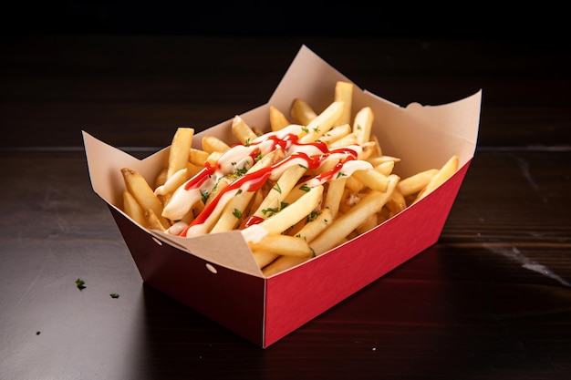 Image de pommes de terre frites avec sauce