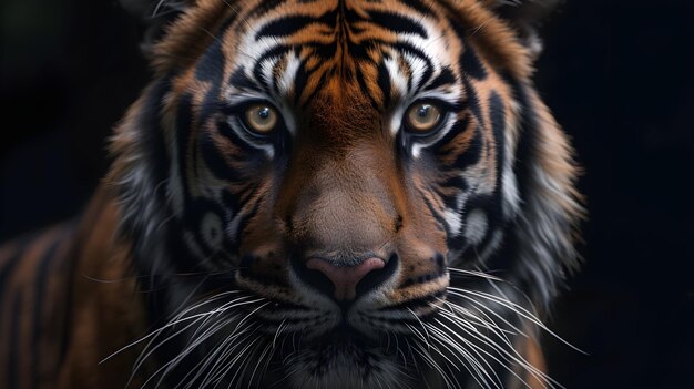 une image de portrait cinématographique et dramatique pour le tigre
