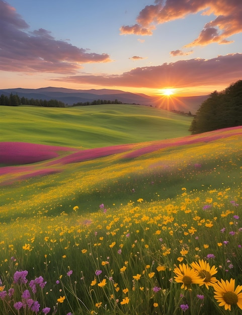 image d'une prairie paisible avec des couleurs