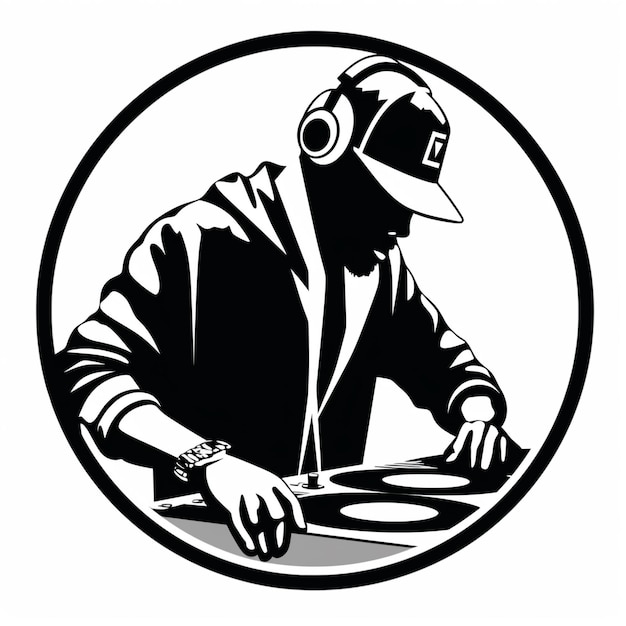 Photo une image de profil homme écouter de la musique utiliser des écouteurs logo illustration artistique