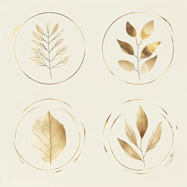 Photo une image de quatre types différents de feuilles dans un cercle