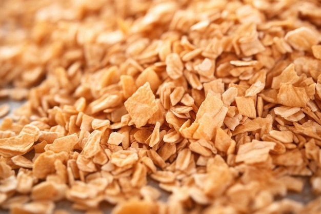 Image rapprochée de flocons de céréales à grains entiers secs