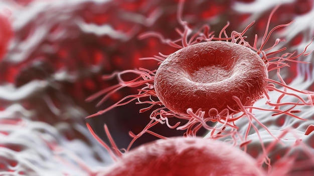 Une image rapprochée d'une plaquette, une minuscule cellule en forme de disque impliquée dans le processus de coagulation pour prévenir