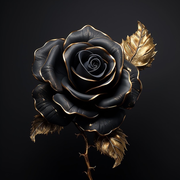 image réaliste de rose noire avec de l'or