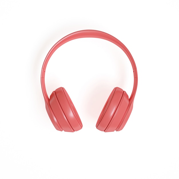 Image de rendu 3D de casque audio moderne de couleur corail