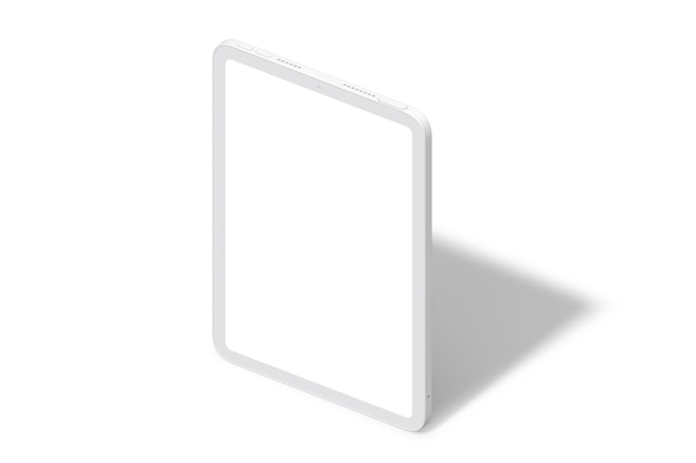 Image de rendu 3D de la tablette minimale blanche sur le modèle 3D de l'onglet de fond blanc isolé