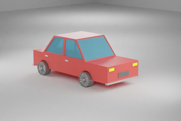 Image de rendu 3D voiture low poly