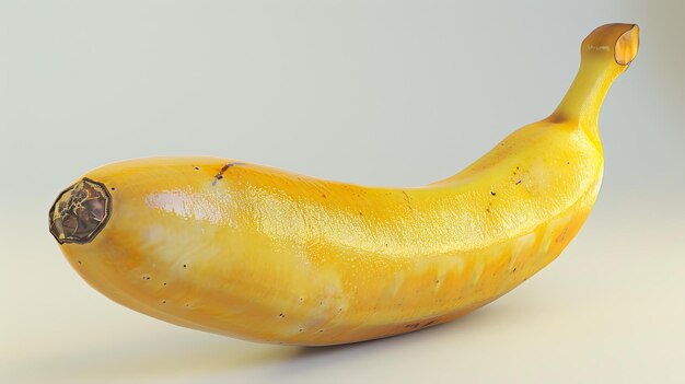 Photo une image rendu d'une banane jaune sur un fond blanc la banane est légèrement incurvée et a une tige brune