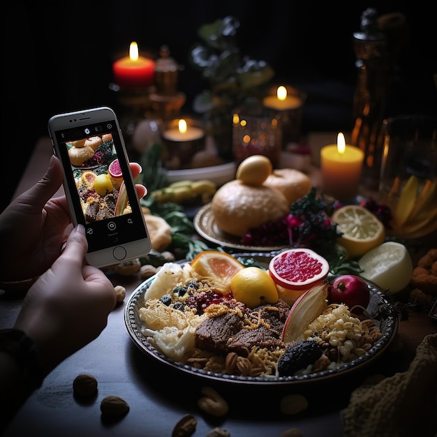 image d'un repas festif savoureux riche abondant traditionnel