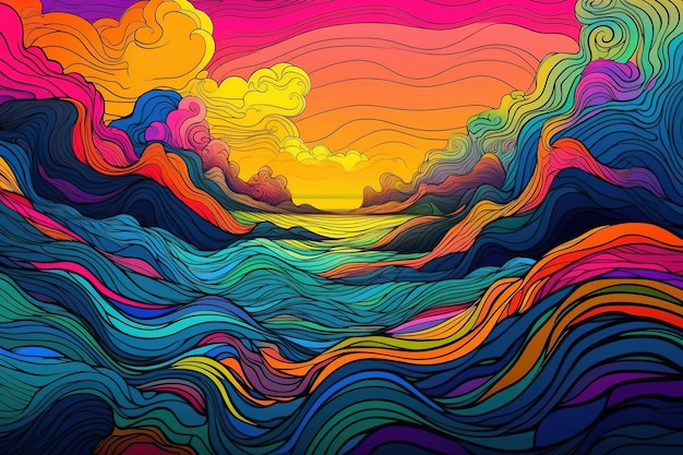 une image représentant le soleil couchant sur un plan d'eau