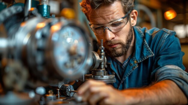 Photo l'image représente des ingénieurs et des techniciens qualifiés entretenant des machines dans des environnements industriels. les techniciens tiennent des pinces de mesure.