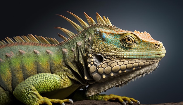 Image de reptiles lézard bébé iguane vert art généré Ai