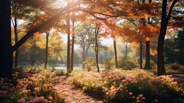 Une image de rêve capturant la chaude lueur de l'automne