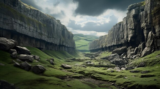 Une image de rêve d'une falaise dans les vallées du Yorkshire hindou